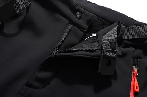 BenBoy Herren Wanderhose Wasserdicht Softshellhose Outdoorhose Winddicht Warm Gefüttert Skihose Snowboardhose Winter Trekkinghose,KZ41037M-Black-L