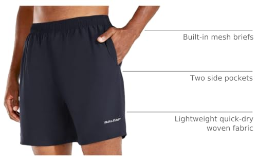 Image of baleaf Men's 5 inch Running Athletic Shorts for Workout Gym Tennis Sports Lightweight Quick Dry with Zipper Pocket