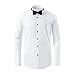 Gollnwe Tuxedo Shirts for Men Wing Collar French Cuff with Cufflinks and Bow Tie Mens Dress Shirt for Wedding White M