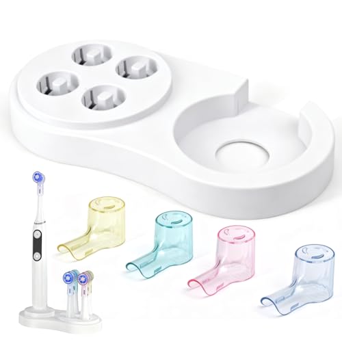 AYHYHLJZJ Protège-têtes de Brosse à Dents et Support Compatible avec séries Brossette Oral-b IO, Ensemble Multicolore et Blanc, Rangement Hygiénique pour...