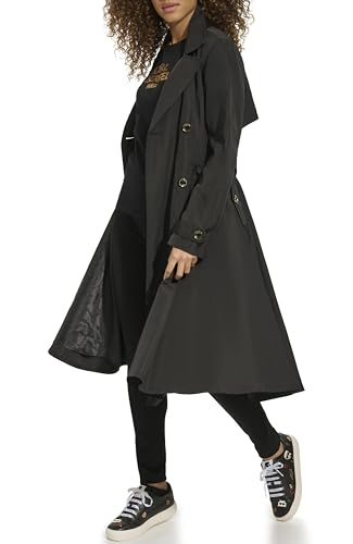 KARL LAGERFELD Women's Long Flared Belted Trench Coat3