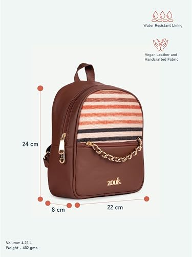 Image of ZOUK Mayra Mini Daypack | Stylish Vegan Leather Backpack for Women with Water-Resistant Lining | Handcrafted Small Day Bag with Gold Zip & Adjustable Straps |