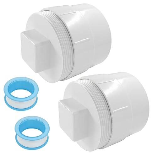 Image of 4 Inch PVC Sewer Cleanout Adapter with Plug Pipe Fitting, DWV Flush Sewer Cleanout Cap for Outdoor Garden, RV, Drainage Piping System, Pack of 2