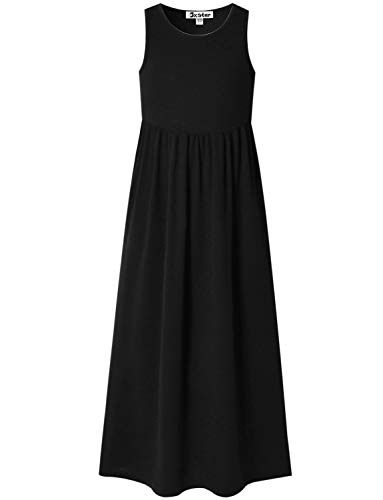 Girl Maxi Dress with Pockets Summer Floor Length Floral Sleeveless/Short Sleeve