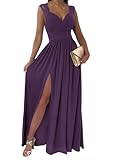 *ZIPPER on the back is hidden style so may be difficult to pull up or down. Please be patient and careful. It will help if you hold the the side clothes steady while pulling the zipper. Long dress features v-neck, sleeveless and side split design, wh...