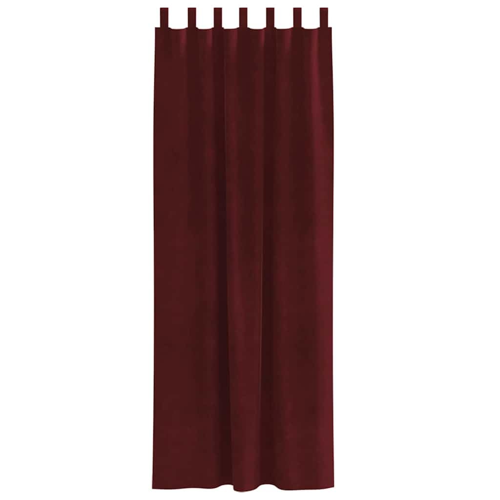 Zasłony zaciemniające, zestaw 2 sztuk, czerwone wino, 140 x 260 cm, aksamitne, nieprzejrzyste, termoizolacyjne, z pętelkami z materiału, do sypialni i salonu, 1,85 kg