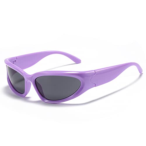 Gafas de bicicleta contra fatiga ocular por sol con lentes Y2K futuristas medianas