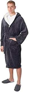 Sienna Long Dressing Gown with Hood for Women Men Ladies Girls Fluffy Sherpa Lined Luxury Super Soft Flannel Fleece Comfy Hoodie Cosy Bathrobe - Charcoal Grey