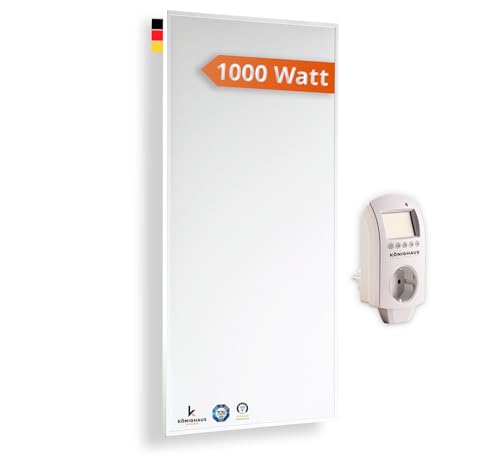 Könighaus Infrarotheizung - 1000 Watt - Eco Modell - Energiesparende Infrarot Wandheizung - TÜV SÜD - Elektroheizung mit Überhitzungsschutz - inkl. Smart Thermostat
