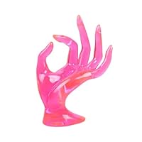 LIFKOME Plastic Hand Jewelry Display Stand Holder Pink Ring Finger Mannequin for Organized Ring Presentation and Portable Jewelry Showcase