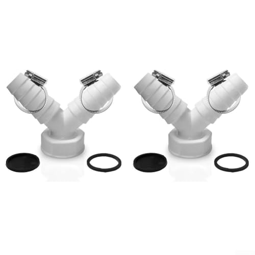 Adaptador de desagüe en Y de doble salida para lavavajillas y lavadoras DN25 con clips seguros para prevención de fugas