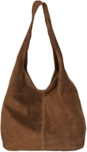 LucieElle Sac Cuir Daim Femme A4 Italien | Cabas à Main 'Eliza' (Camel)