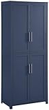 Crosley Furniture Savannah Tall Pantry Storage Cabinet with Shelves, Kitchen, Dining, or Laundry Room, Navy