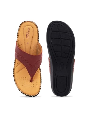 Image of Khadim's Softouch Leather Wedge Heel Slip On Sandal for Women