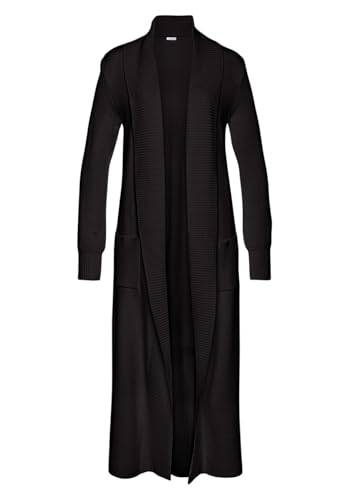 LASCANA Women's Long Knit Cardigan - Calf-Length, Open Front with Ribbed Shawl Collar4