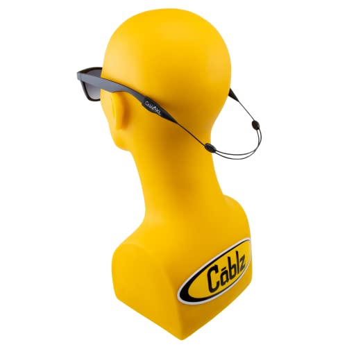 Cablz Monoz Adjustable Eyewear Retainer | Monofilament-Like Line, Adjustable, Off-The-Neck Eyewear Retainer Strap, 14In (Black Xl Tip) #TOP2