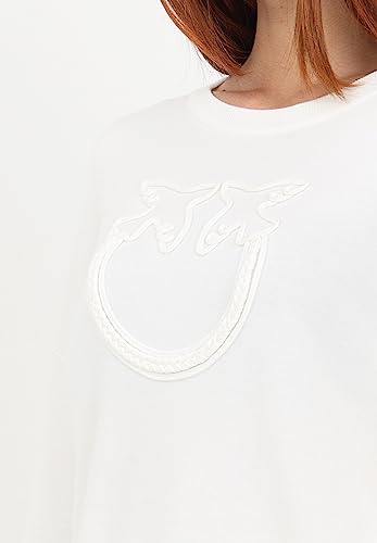 Pinko Acciuga Maglia Rasato Effetto Felpa Tecnico, Maglietta A Maniche Lunghe Senza Collo Donna, Z04_Bianco Brill., M - 4