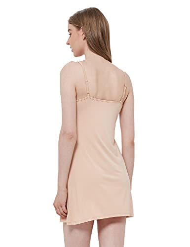 Gys Bamboo Full Slip For Women Under Dress Adjustable Spaghetti Strap Chemise Lingerie Cami Mini Dress, Beige, X-Large #TOP2