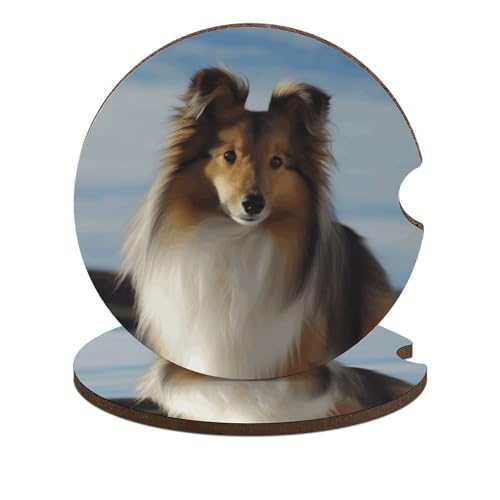 Posavasos para auto con diseño de perro Shetland, 2 unidades miniatura 1