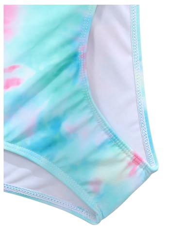 Image of WDIRARA Girl's Tie Dye Heart Print Bikini Set 2 Piece Swimsuits Spaghetti Strap Bathing Suits