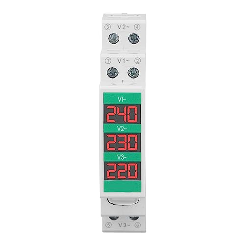 AC 3P Voltage Meter 60-450V 3 Phase Voltmeter LCD Digital Voltmeter Din Rail Voltage Measuring Monitor Panel for Power Consumption Irrigation