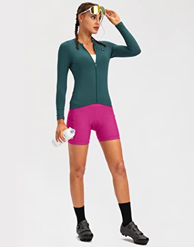 Women's 4D Padded Bike Shorts Padding Riding Underwear Cycling Bicycle Road Mountain Biking Spinning Cycle Shorts For Women With Zipper Pockets(Rosy,L) #TOP5
