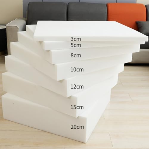 Espuma Firme para Tapizado Blanco de Alta Densidad,Densidad 50 KG/m3,Tamaño Personalizado,Relleno de Espuma de Repuesto para Cojines de Asiento,Tapizar,Sofás,1 pieza (Espesor 5cm-40x40cm)