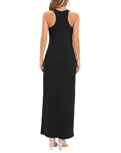 Image of Roselux Women Sleeveless Scoop Neck Striped Maxi Sundresses Loose Racerback Long Dress