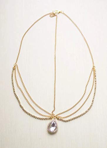 Anglacesmade Boheemse Hoofd Chain Crystal Teardrop Voorhoofd Ketting Strass Hoofdstuk Bruiloft Prom Party Festival Haar… - Image 4