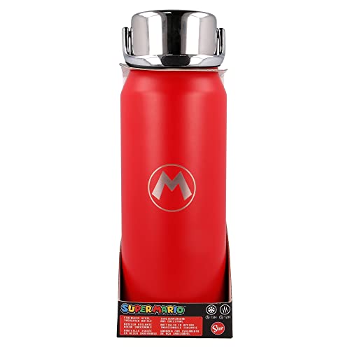 Stor 8412497013746 Stainless Steel Thermal Bottle, 510 ml Capacity, Super Mario Hugo