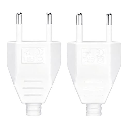 2 Stück Eurostecker Flach Stromstecker Flacher Eurostecker Schuko Euro Stecker Euro Stecker Flach (Weiß)
