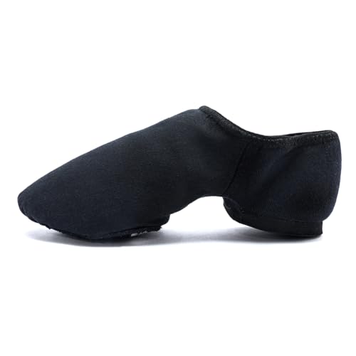 MSMAX Jazz Shoes for Women Stretchy Canvas Training Cheering Dance Sneakers Black 10 M US Women