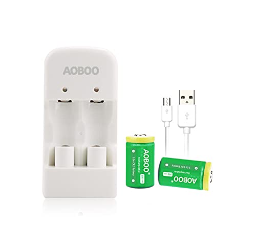 AOBOO Cr2 3V 300Mah Camera Accessories CR2 Rechargeable Battery 2PCS CR15H270 Compatible with Golf Rangefinders (Battery-ABO-K2)