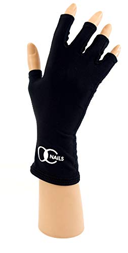OC Nails UV Shield Glove (BLACK NIGHT ~ PETITE) Anti UV Glove for Gel Manicures with UV/LED Lamps