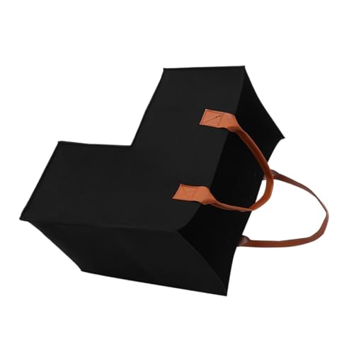 Hemobllo Cesto Scala Pieghevole Grande in Feltro Nero Organizer Multiuso per Biancheria e Giochi con Manico Ergonomico Compatto e Facile da Trasportare