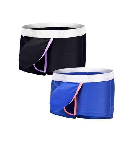 JINSHI Men’s Sexy Open Front Boxer Briefs Glossy Silk Boxers Shorts Soft Breathable Comfortable Underwear Multipack