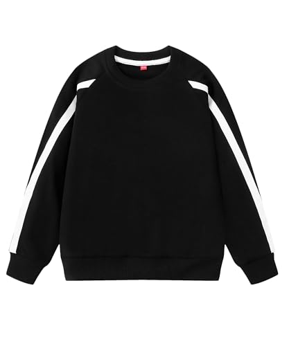 Image of GFQLONG 3 Pack Toddler Boy Girl Cotton Crewneck Sweatshirt Kids Lightweight Long Sleeves with Stripe Fall Fashion Tops