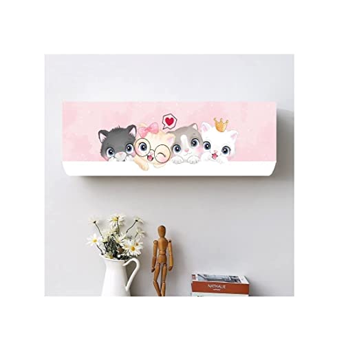 Image of DARSHANAM WORLD Beatiful Designer Ac Cover |Cutest Printed Air Conditioning Dust Cover For Indoor & All Type AC Split Covers |Colorfull Folding Designer Ac Cover (Cute Pink Cats 1 Ton)