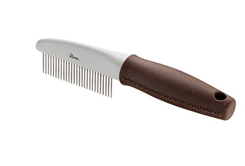 HUNTER SPA Pflegekamm mit rotierenden Zinken, zur Pflege von Deckhaar und Unterwolle, 21 x 4 cm, grau / braun