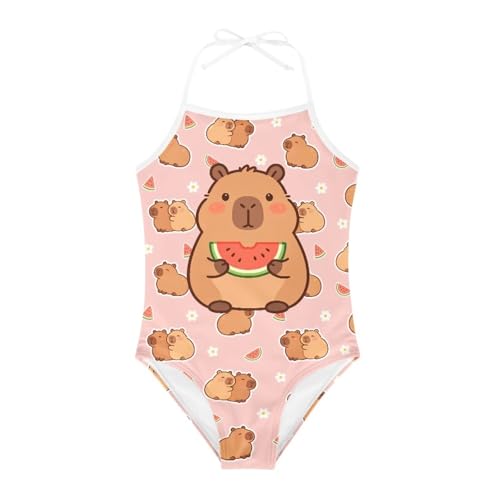 Image of Girls One Piece Swimsuit Summer Quick Dry Beach Sport Bathing Suit Halter Strap 1-10 Little Kids Toddler Swimwear