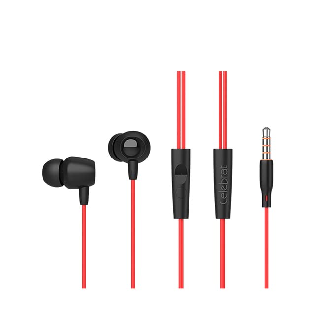 Electronic - Headphones 3.5mm Wired In-ear Headset Noise Cancelling Stereo with Mic for Androids Phone PC Music Cellphone Celebrat FLY-1 (Wired Earphone Red)