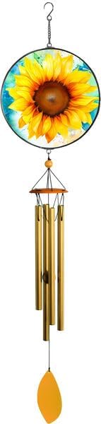 Spoontiques Sunflower Suncatcher Wind Chime - Outdoor Garden Décor - Decorative Chimes for Yard, Garden, Backyard and Patio Decoration