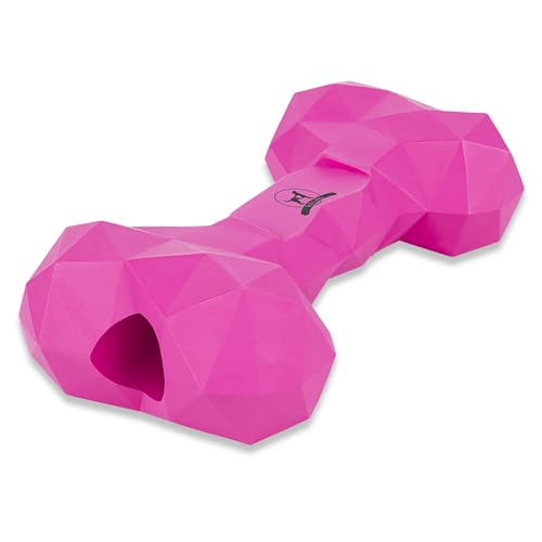 Kauspielzeug für Hunde Kauknochen robust & langlebig: Hundespielzeug gegen Langeweile aus Naturkautschuk für aggressives kauen - befüllbar, robust & gut für die Zahnpflege | Farbe: Hot Pink, Größe: M