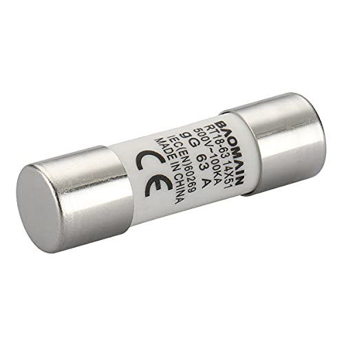 Baomain Fuse Link Rt18-63 (Ro16 Rt14 Rt19) 63A Cylindrical Ceramic Tube 14X51Mm 500V 100Ka Ce Listed Pack Of 10 #TOP2