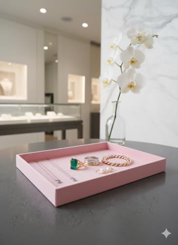 Image of Velvet Jewellery Drawer Organizer Stackable Tray in Pink for Serving