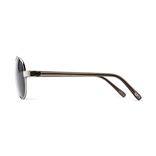 Sofia Vergara x Foster Grant Segment Style Women\'s Carmen SunReaders Aviator Reading Glasses, Shiny Silver Frame with Crystal Grey Temples, 57 mm + 1.75