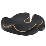 ProtoArc 椅子クッション 低反発 長時間座れる 快適な座り心地 人間工学 圧力分散 お尻に優しいクッション 車/自宅/オフィスチェア用パッド 座布団 カバー取り外し可 (JP, 濡羽色・ブラック, 標準)