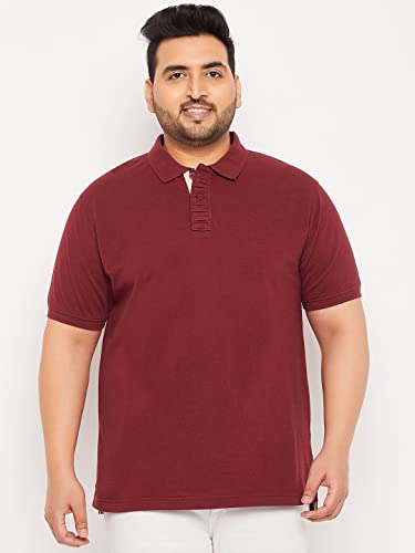 Image of Club York Men Cotton Blend Half Sleeve Polo Neck Solid Plus Size T-Shirt