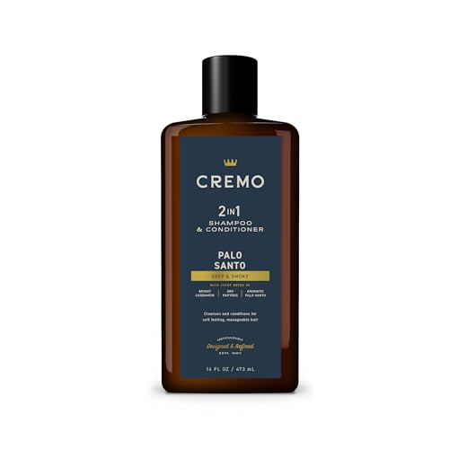 Cremo Palo Santo Barber Grade 2-n-1 Shampoo & Conditioner, Notes of Bright Cardamom, Dry Papyrus and Aromatic Palo Santo,16 Fl Oz