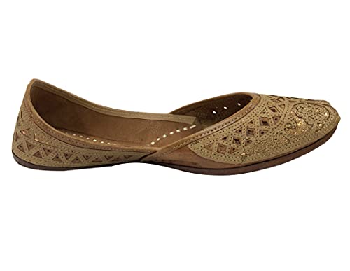 Stop n Style Gold Punjabi Jutti for Womens Pakistani Khussa Shoes Handmade3